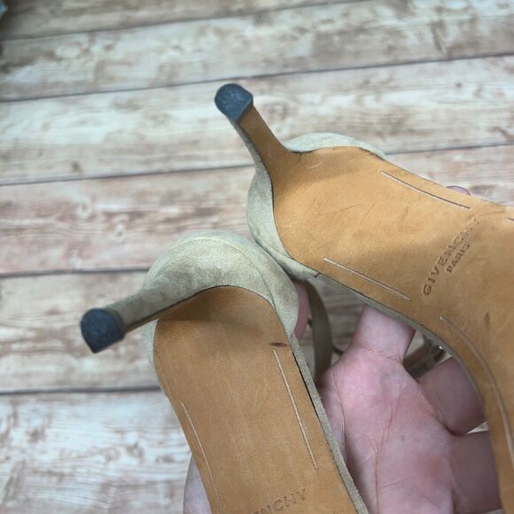Givenchy Nadia Ankle Strap Stiletto Heel Beige Leather Sandals Size 40/10 - Picture 12 of 14